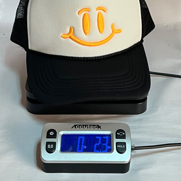 Smiley Face Trucker Hat Cap Mesh Back Black White Snap Back By Outdoor Cap - Picture 13 of 13